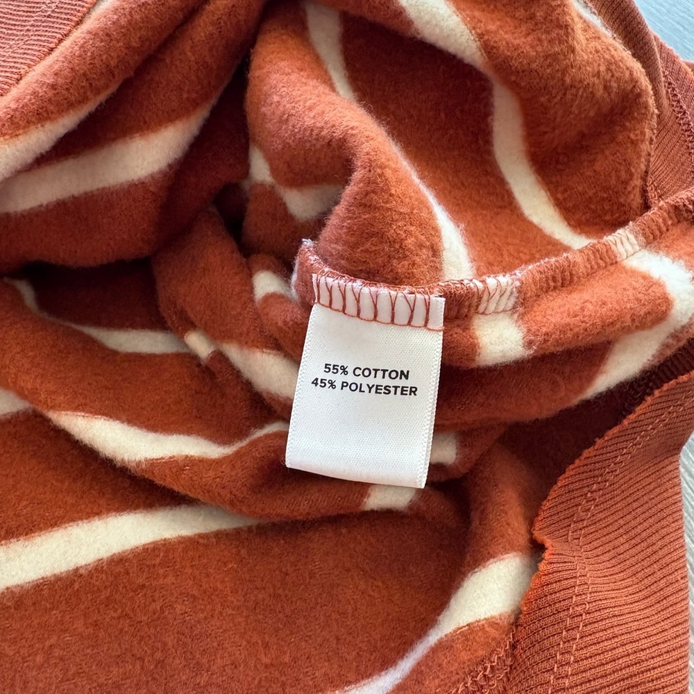 Peyton Jensen Long Fleece Striped Super Soft Rust and Cream Top - Picture 4 of 6